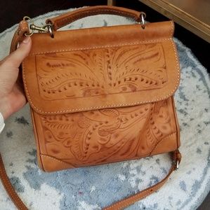 Vintage Boho Tooled Leather Purse